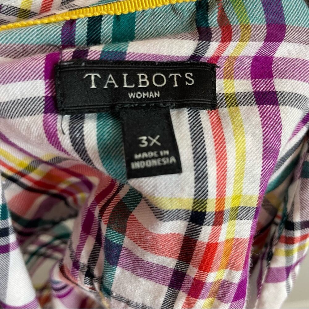 Talbots Multicolor Plaid Button Down Top 3x - image 6